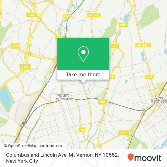 Columbus and Lincoln Ave, Mt Vernon, NY 10552 map