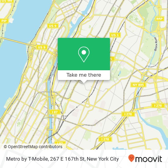 Metro by T-Mobile, 267 E 167th St map