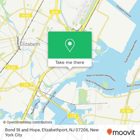 Mapa de Bond St and Hope, Elizabethport, NJ 07206