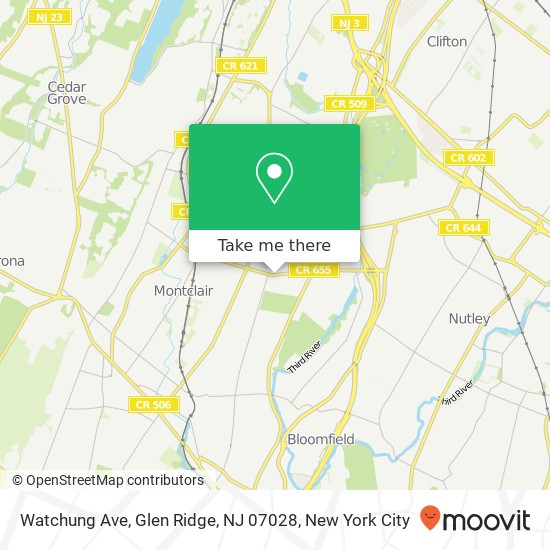 Mapa de Watchung Ave, Glen Ridge, NJ 07028