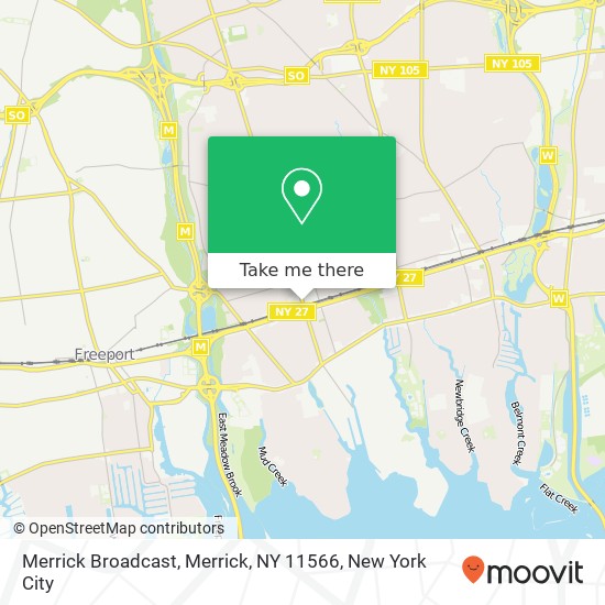 Mapa de Merrick Broadcast, Merrick, NY 11566