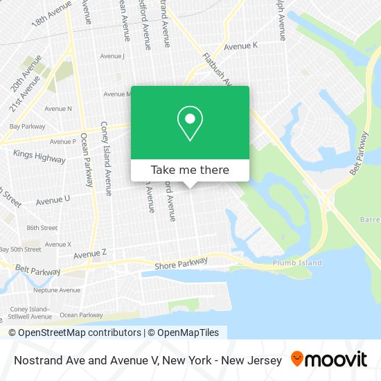 Nostrand Ave and Avenue V map