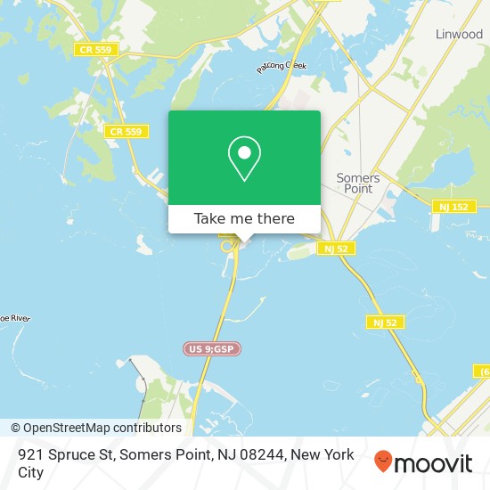 Mapa de 921 Spruce St, Somers Point, NJ 08244