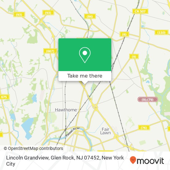Mapa de Lincoln Grandview, Glen Rock, NJ 07452