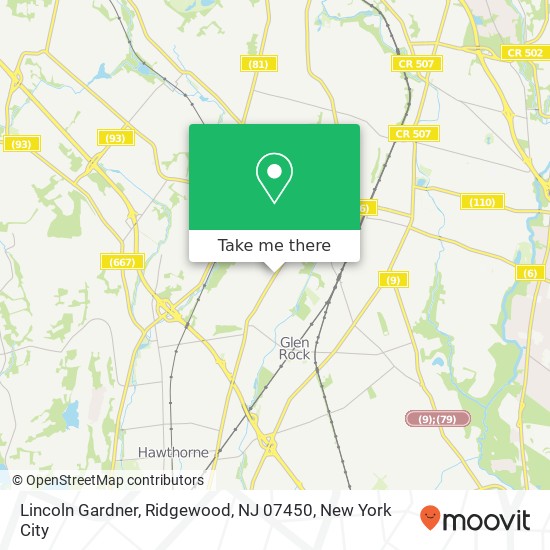 Mapa de Lincoln Gardner, Ridgewood, NJ 07450