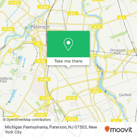 Mapa de Michigan Pennsylvania, Paterson, NJ 07503