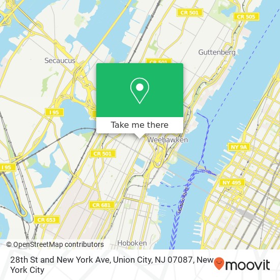 Mapa de 28th St and New York Ave, Union City, NJ 07087