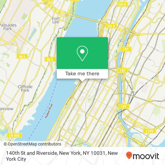 140th St and Riverside, New York, NY 10031 map