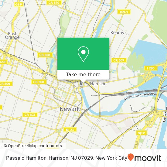 Mapa de Passaic Hamilton, Harrison, NJ 07029