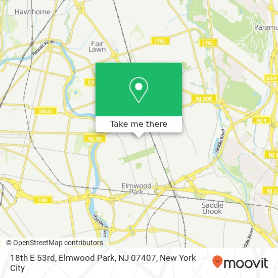 Mapa de 18th E 53rd, Elmwood Park, NJ 07407