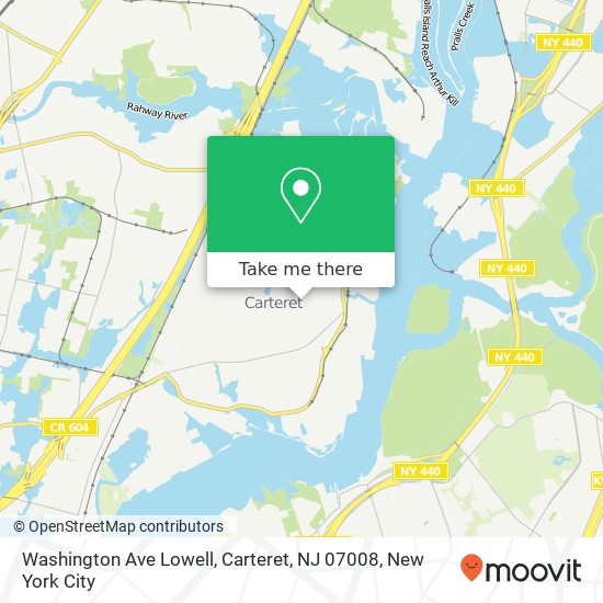 Mapa de Washington Ave Lowell, Carteret, NJ 07008