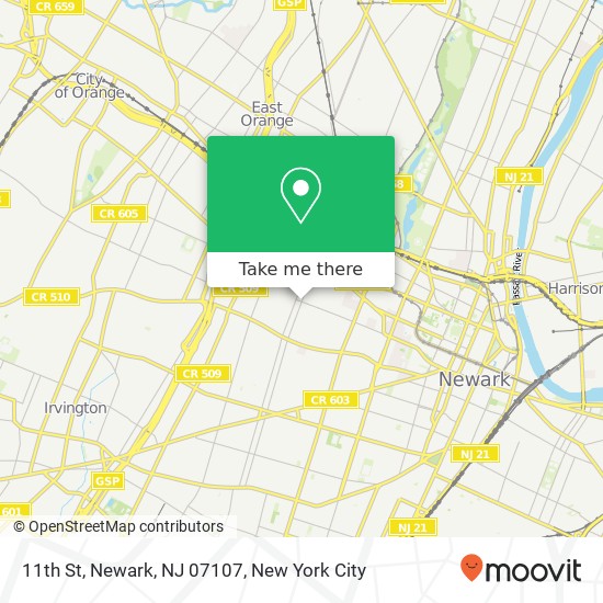Mapa de 11th St, Newark, NJ 07107
