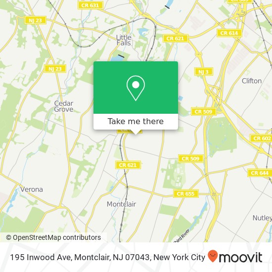 Mapa de 195 Inwood Ave, Montclair, NJ 07043