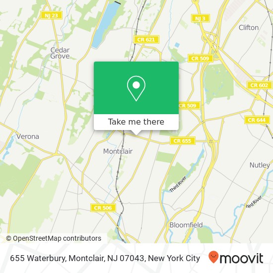 Mapa de 655 Waterbury, Montclair, NJ 07043