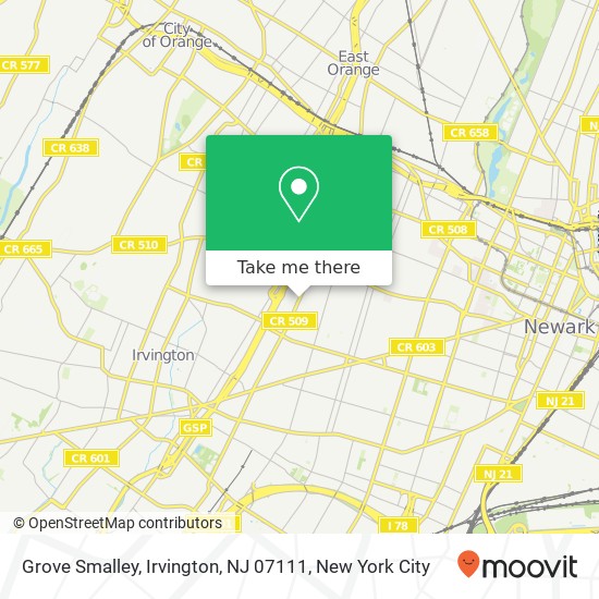 Mapa de Grove Smalley, Irvington, NJ 07111