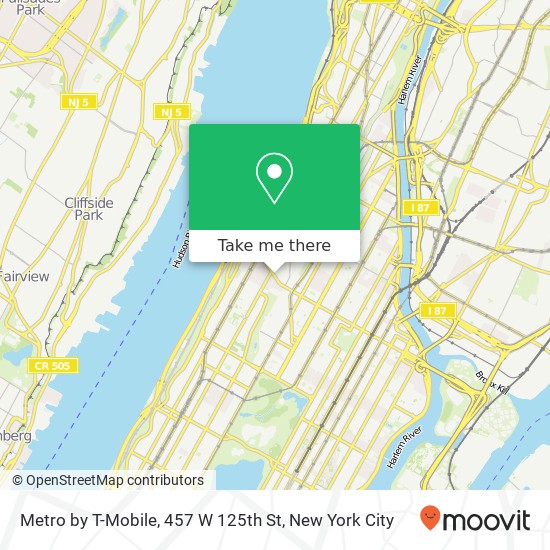 Metro by T-Mobile, 457 W 125th St map