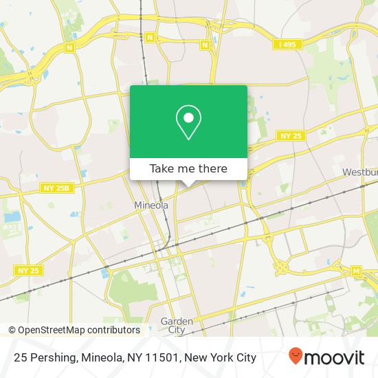 Mapa de 25 Pershing, Mineola, NY 11501