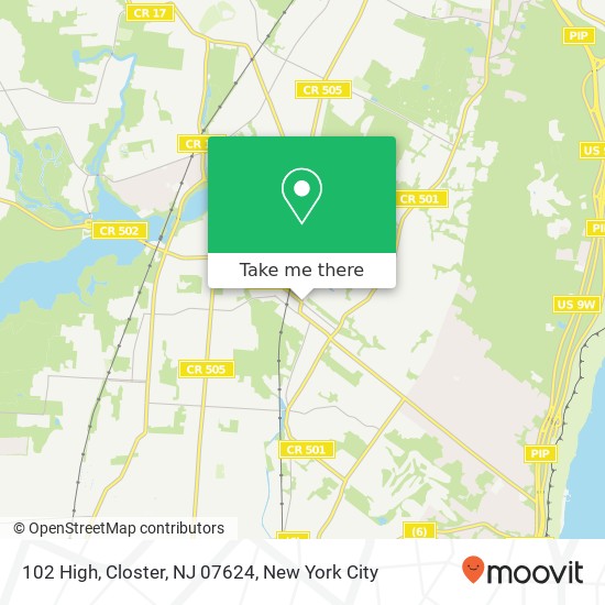 Mapa de 102 High, Closter, NJ 07624