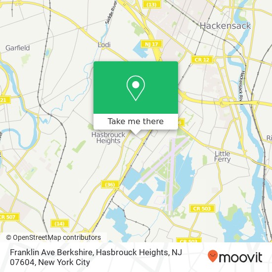 Mapa de Franklin Ave Berkshire, Hasbrouck Heights, NJ 07604