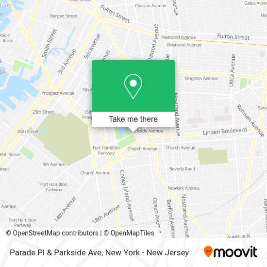 Parade Pl & Parkside Ave map