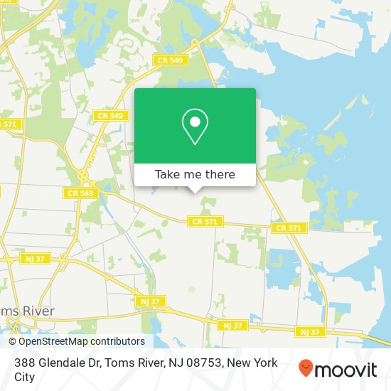 Mapa de 388 Glendale Dr, Toms River, NJ 08753