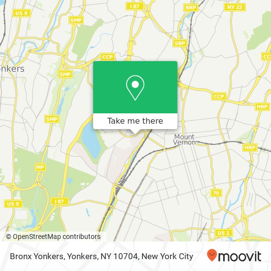 Mapa de Bronx Yonkers, Yonkers, NY 10704