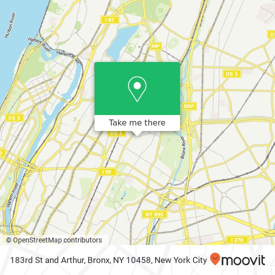 183rd St and Arthur, Bronx, NY 10458 map
