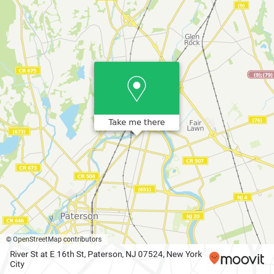 Mapa de River St at E 16th St, Paterson, NJ 07524