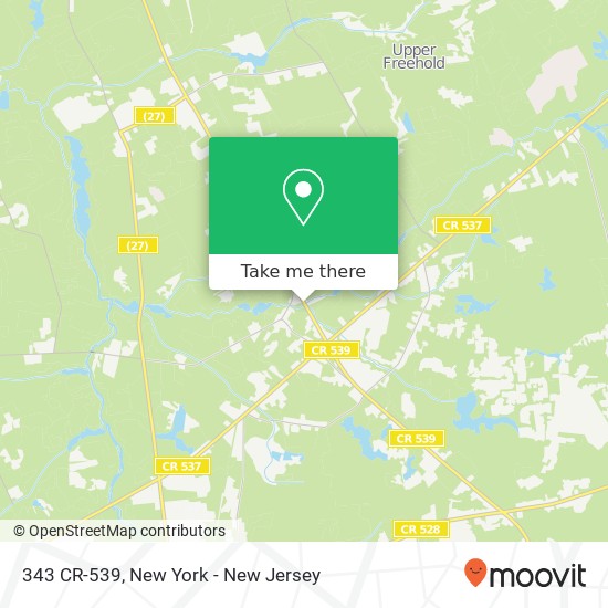 Mapa de 343 CR-539, Cream Ridge, NJ 08514