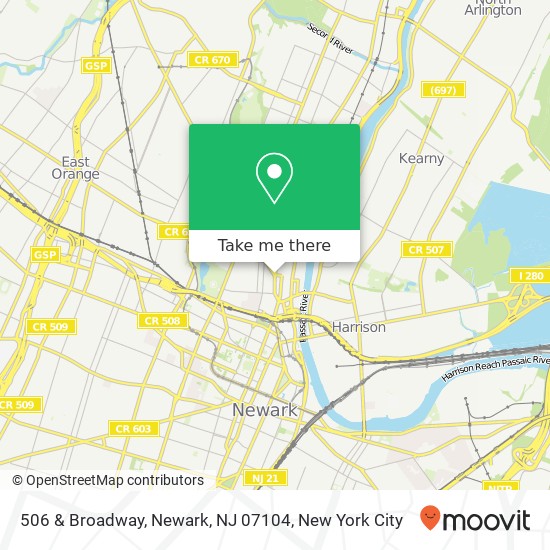 Mapa de 506 & Broadway, Newark, NJ 07104