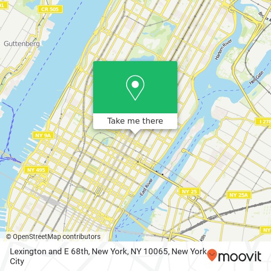 Lexington and E 68th, New York, NY 10065 map