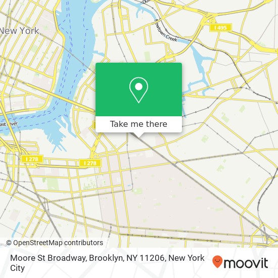 Mapa de Moore St Broadway, Brooklyn, NY 11206