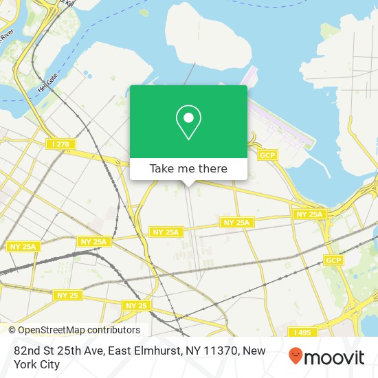 Mapa de 82nd St 25th Ave, East Elmhurst, NY 11370