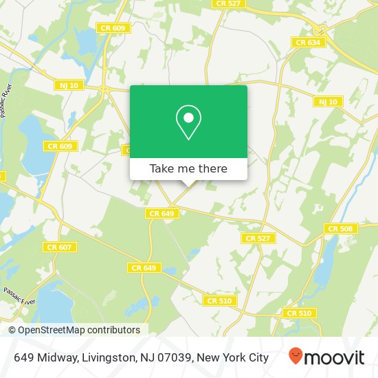 Mapa de 649 Midway, Livingston, NJ 07039