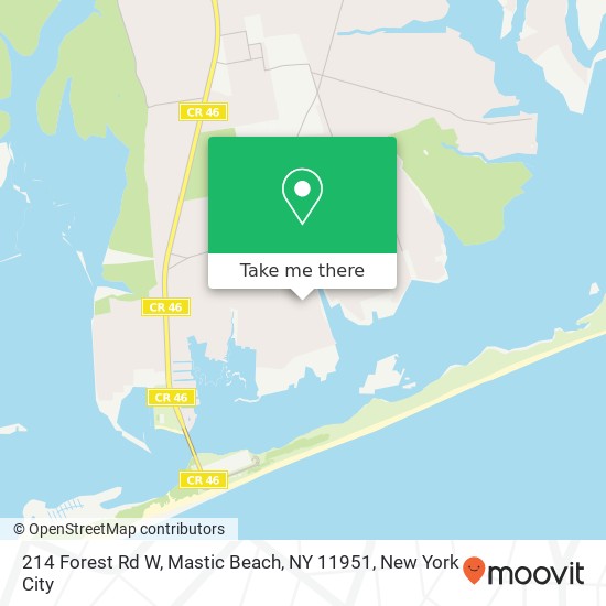 Mapa de 214 Forest Rd W, Mastic Beach, NY 11951