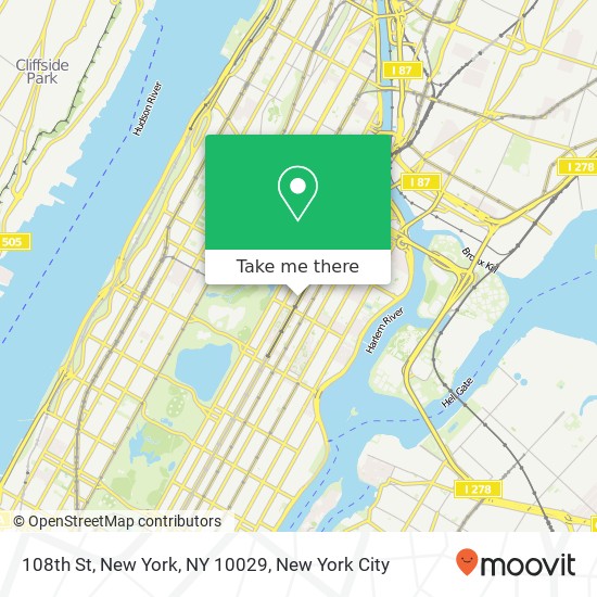 108th St, New York, NY 10029 map