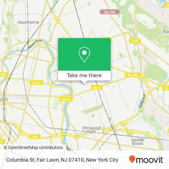 Mapa de Columbia St, Fair Lawn, NJ 07410