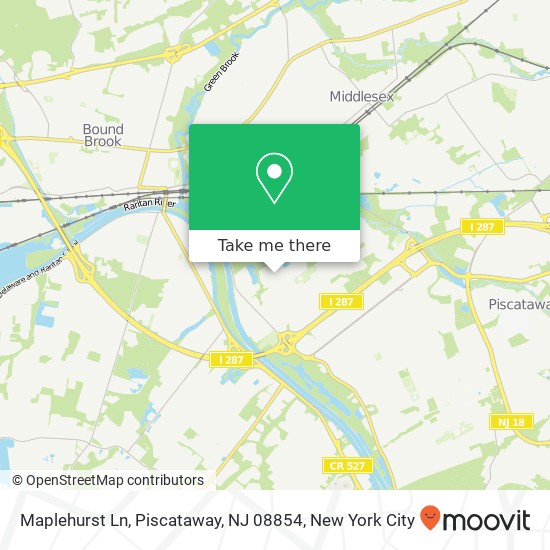 Mapa de Maplehurst Ln, Piscataway, NJ 08854