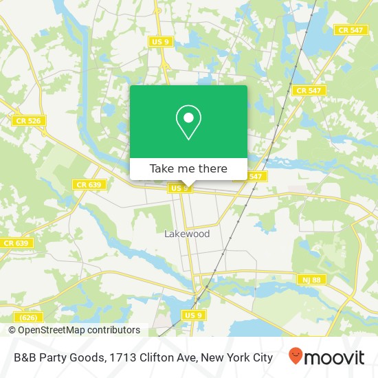 Mapa de B&B Party Goods, 1713 Clifton Ave
