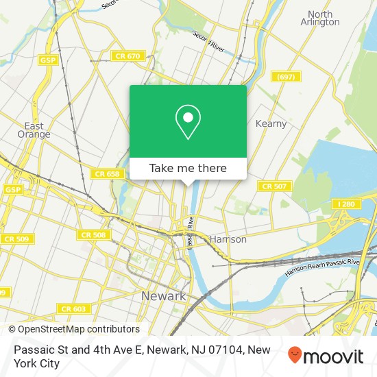 Mapa de Passaic St and 4th Ave E, Newark, NJ 07104