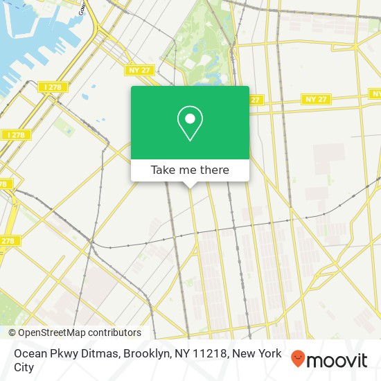 Mapa de Ocean Pkwy Ditmas, Brooklyn, NY 11218