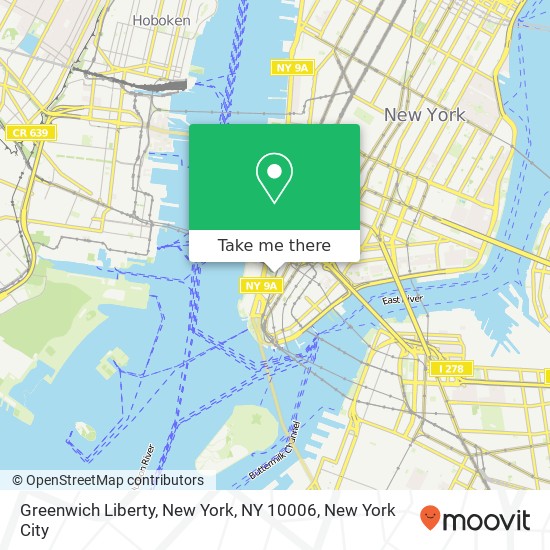 Mapa de Greenwich Liberty, New York, NY 10006