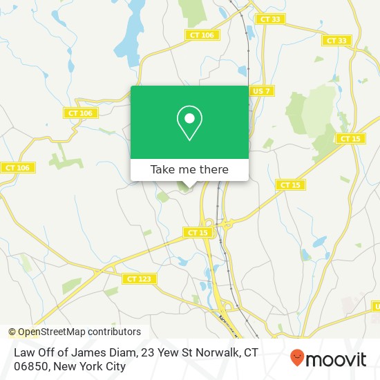 Mapa de Law Off of James Diam, 23 Yew St Norwalk, CT 06850