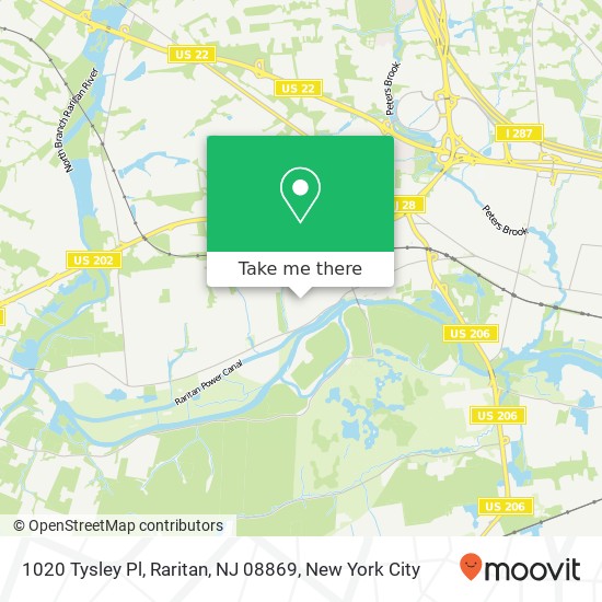 Mapa de 1020 Tysley Pl, Raritan, NJ 08869