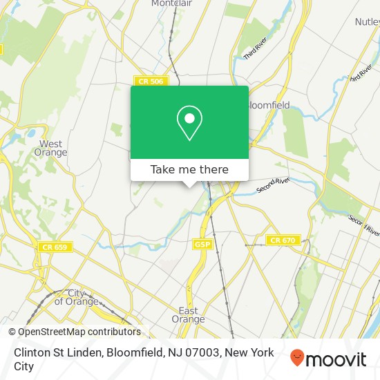 Mapa de Clinton St Linden, Bloomfield, NJ 07003
