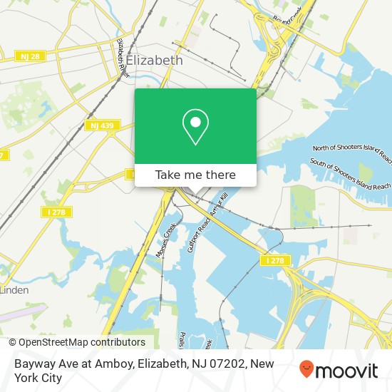 Mapa de Bayway Ave at Amboy, Elizabeth, NJ 07202