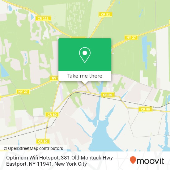 Mapa de Optimum Wifi Hotspot, 381 Old Montauk Hwy Eastport, NY 11941