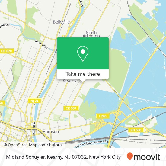 Mapa de Midland Schuyler, Kearny, NJ 07032