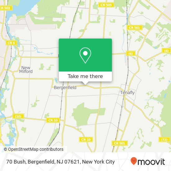 Mapa de 70 Bush, Bergenfield, NJ 07621