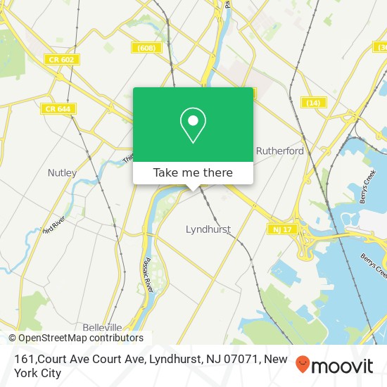 Mapa de 161,Court Ave Court Ave, Lyndhurst, NJ 07071